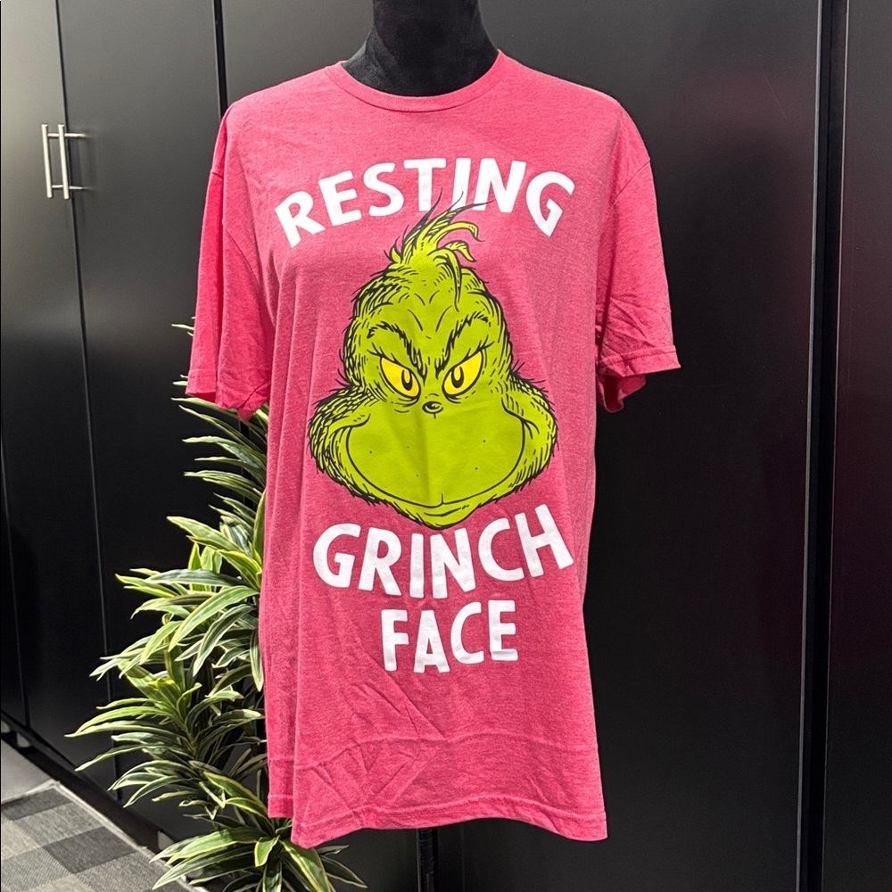 Celebrate Together RESTING GRINCH FACE logo chest, crewneck Christmas T-shirt